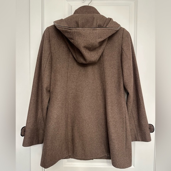 Wool Double Breasted Peacoat - Brown, with hood - Picture 2 of 6